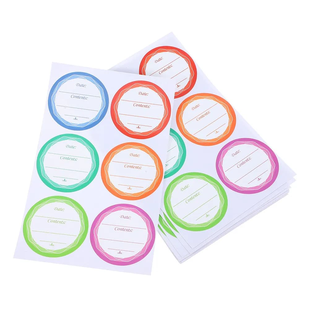 10 Sheets of Removable Labels Waterproof and Oil Resistant for Jars, Glass Bottles, Containers for Dispense, Storage Foods with Data