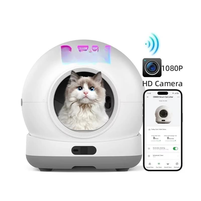 Lettiera Automatica per Gatti con Telecamera e Controllo Intelligente, Lettiera Autopulente