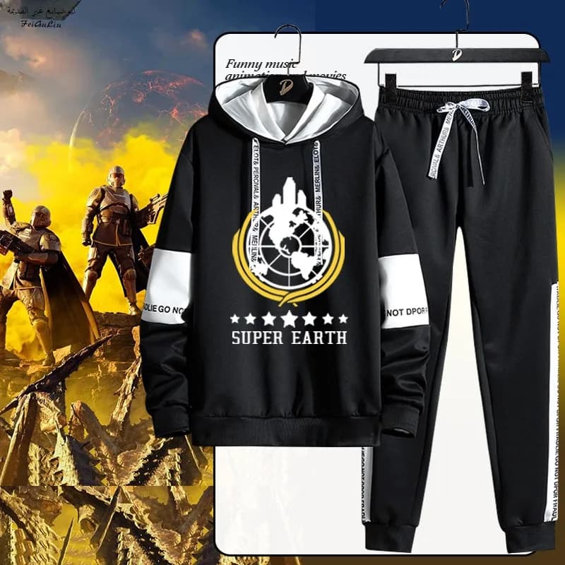 Set Felpa e Pantaloni Game Joint Name, Abbigliamento Autunno Inverno per Uomo e Donna, Manica Lunga in Misto Poliestere e Spandex