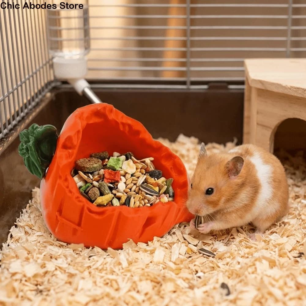 3D Printing Hamster Food Bowl Carrot Shaped Anti-Planing Guinea Pigs Drinking Bowl Plastic Small Pet Bowl Cage Accessory