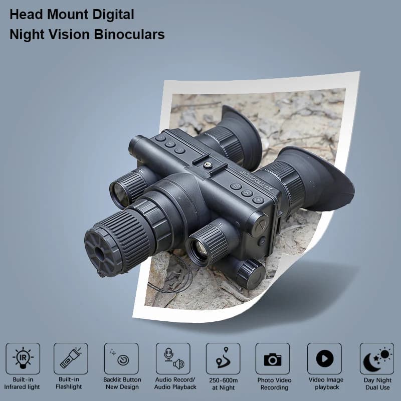 Binocolo digitale OHB-R5 Visione notturna HD 1080P Caccia a lungo raggio 600M con torcia IR e tattica Video montata sulla testa