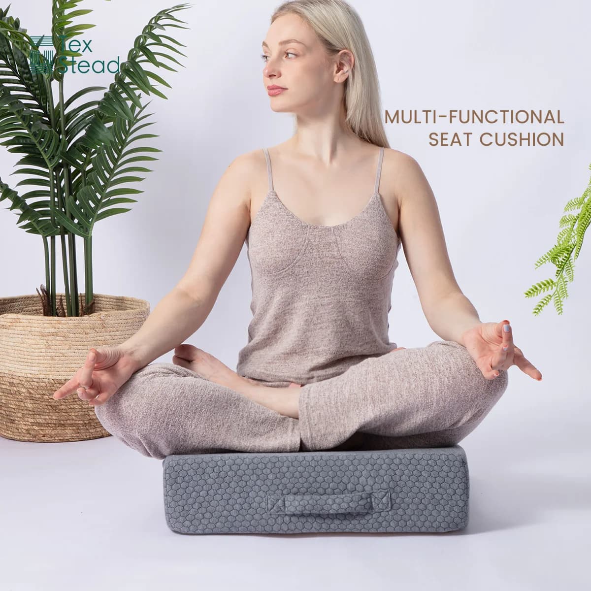 Square Floor Pillow Seating, Large Meditation Cushion Floor Pillow, Washable Pillow for Sitting Yoga