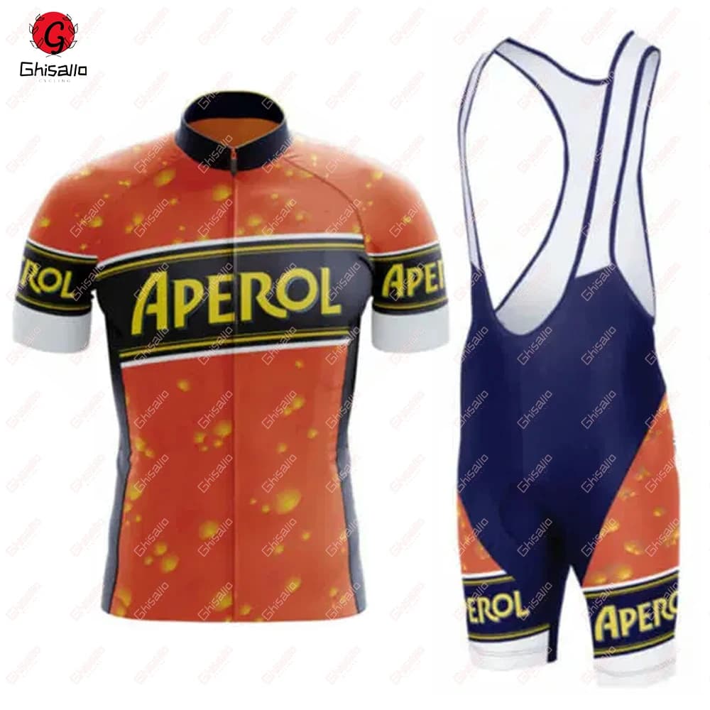 Triathlon Team Cycling Jersey Set for men, road bike equipment, cycling shirt, quick drying shorts, bicycle clothing, orange color