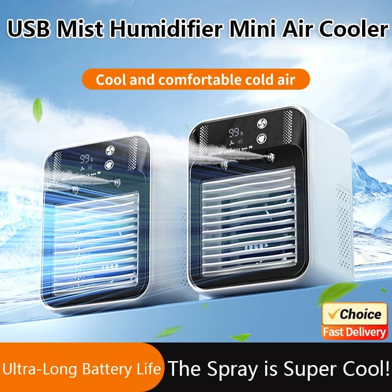 Mini dispositivo di raffreddamento dell'aria ricaricabile, ventola di raffreddamento ad acqua portatile, umidificatore, purificatore per spazio personale domestico desktop da ufficio