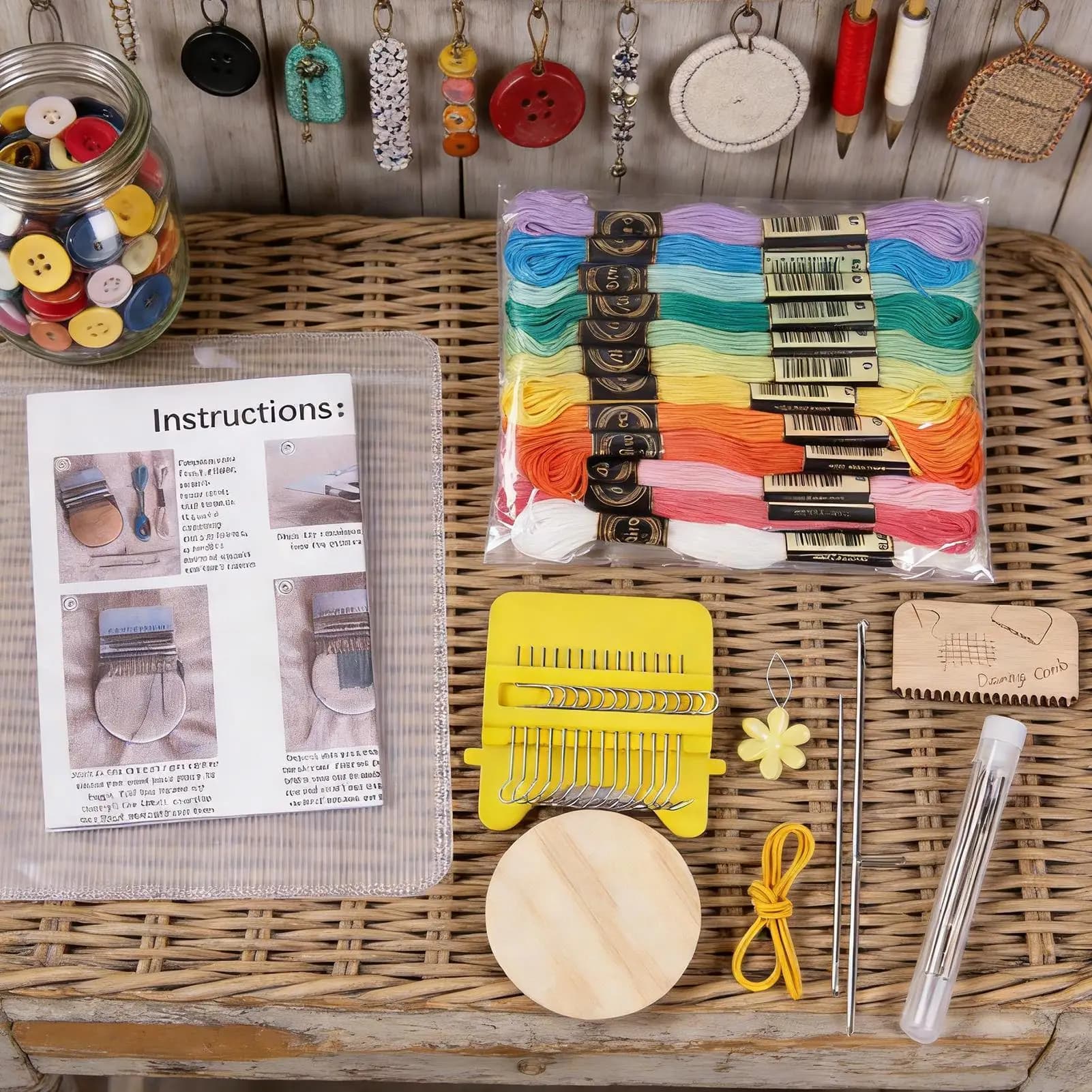 Small Frame Knitting Tools Hand Tapestry Wood Loom Weaving Frame Darning Machine Small Loom For Mending Clothes Knitting