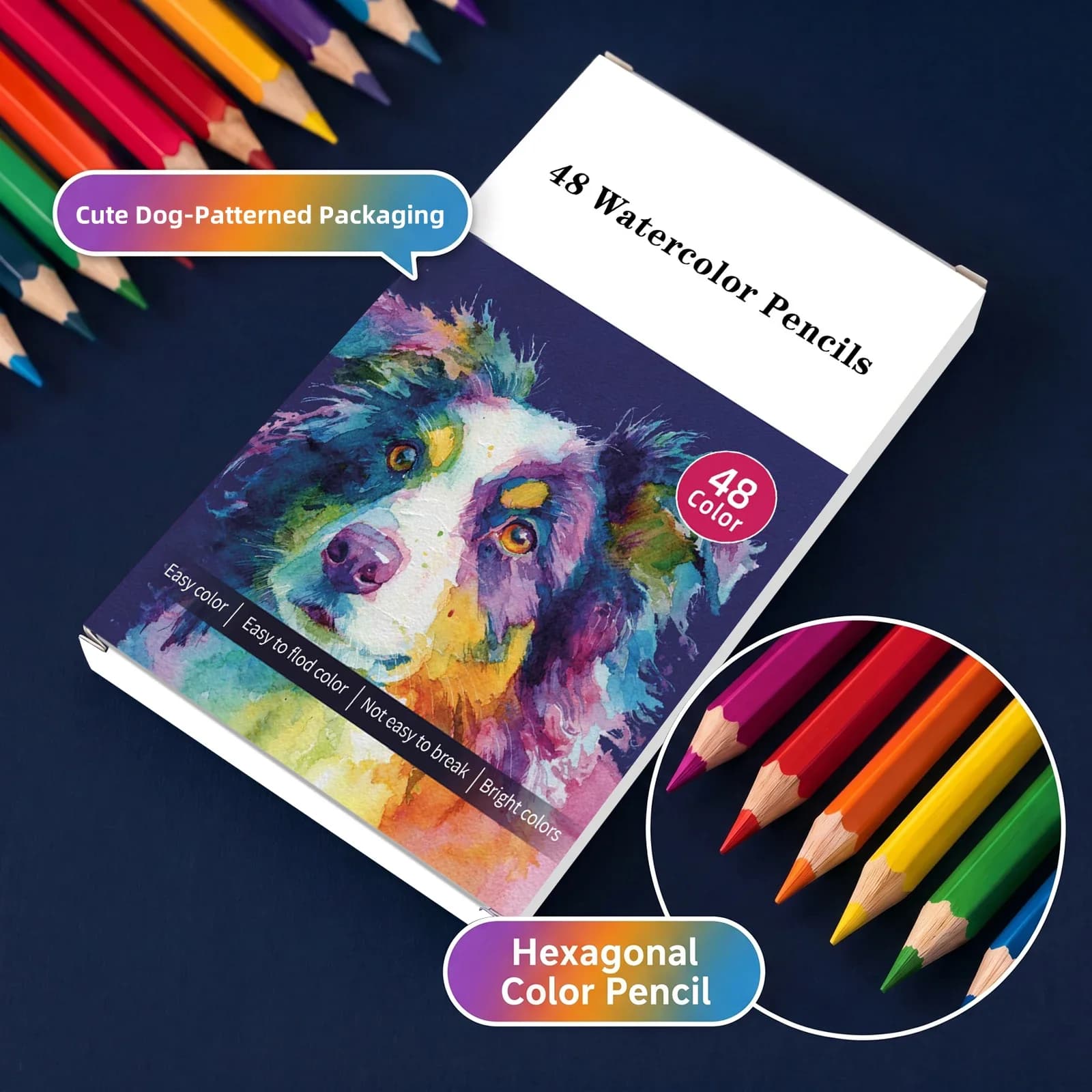 24/36/48 Watercolor Colored Pencils Set,Soft Break-Resistant Core,Easy Blending & Shading,Art Supplies for Adults Drawing