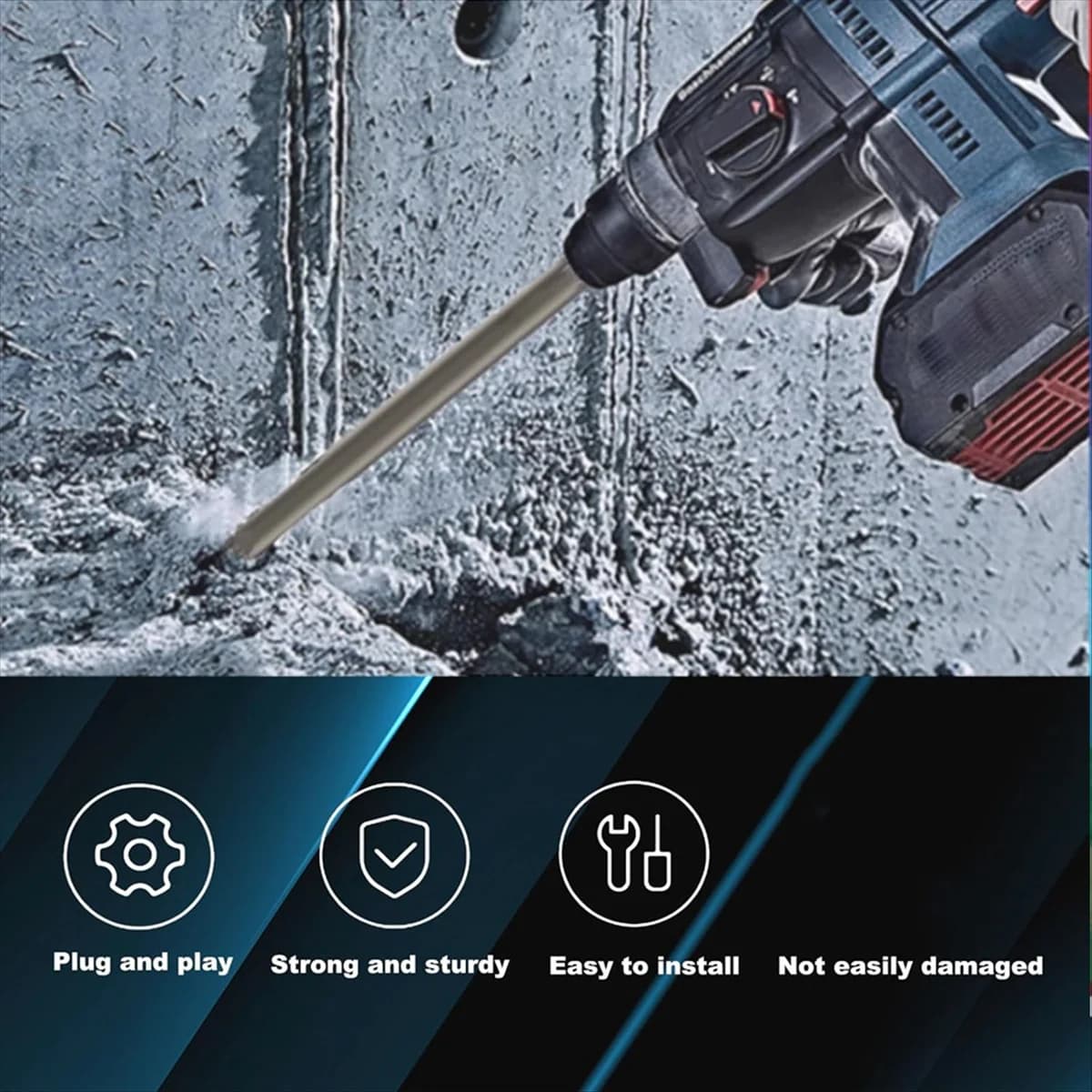 AA98 Set SDS Max 24 inch, 1 inch flat chisel and tip chisel, tile removal tool for SDS-Max percussion drill
