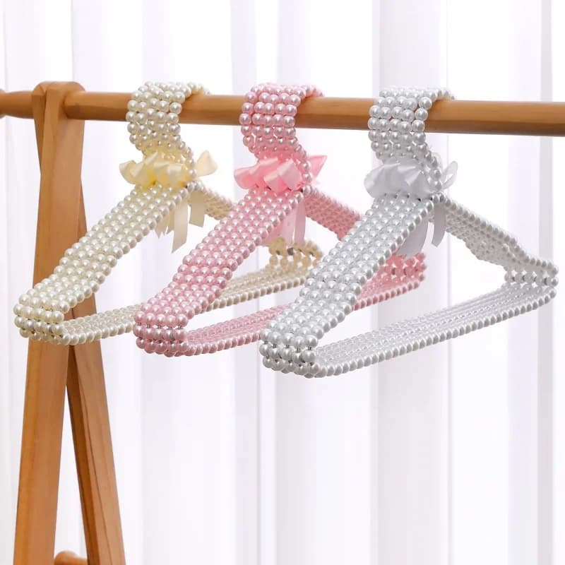 50 pz 40 cm perla grucce eleganti grucce da damigella d'onore armadio cappotto organizzatore di immagazzinaggio bowknot standard matrimonio grucce per adulti