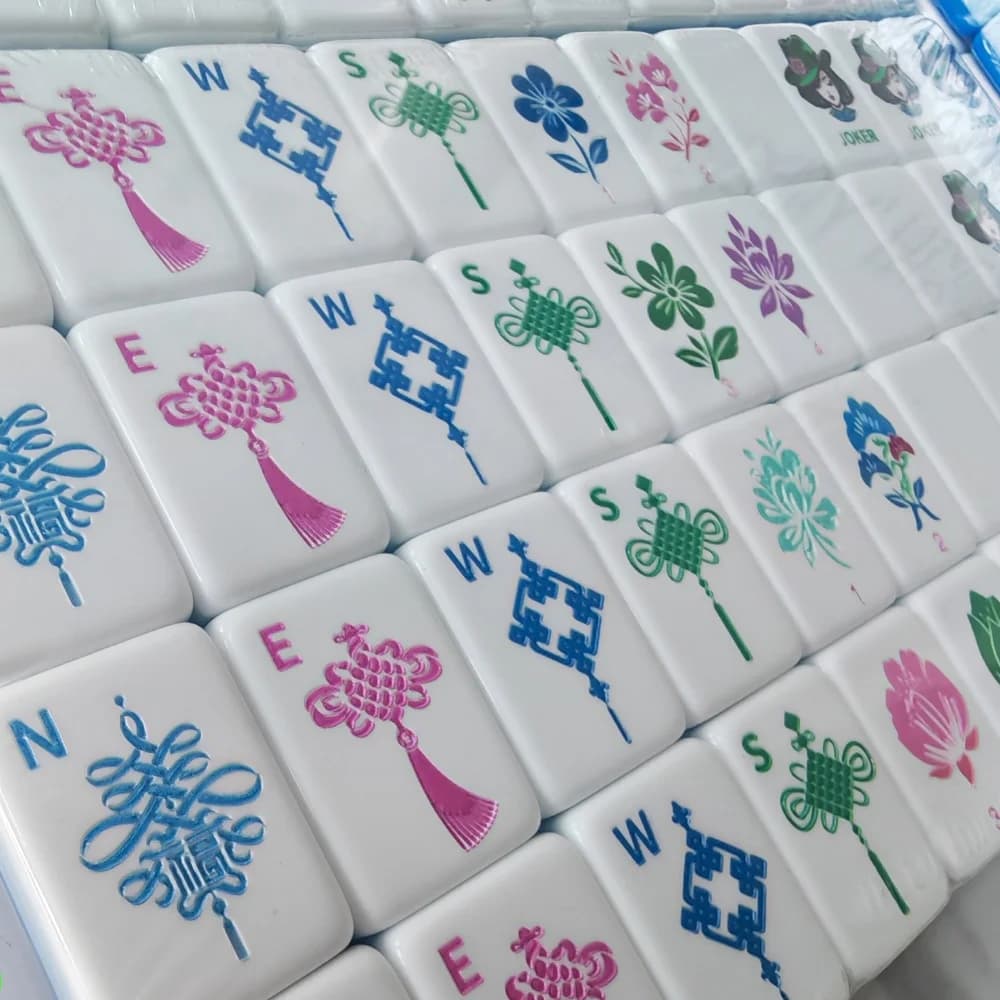 OMHJGO Acrylic 160 Tiles Mahjong Sets Blue American Mahjong Tiles Leisure Party Games for Whole Family Portable Travel Mah Jongg