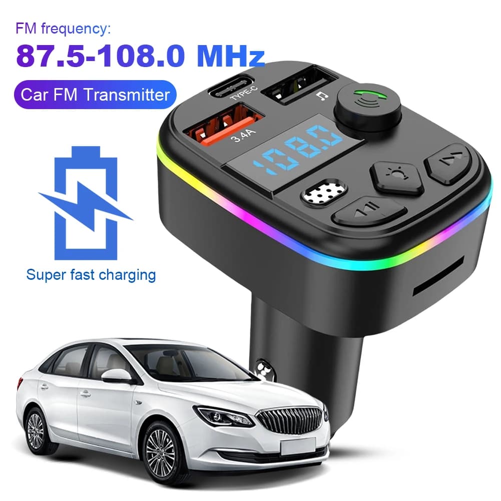 1/3/5PCS Auto Trasmettitore Audio FM Ricevitore Supporto TF Card U Disco Caricatore Per Auto Bluetooth 5.3 Lettore MP3 Adattatore Elettronica Per Auto