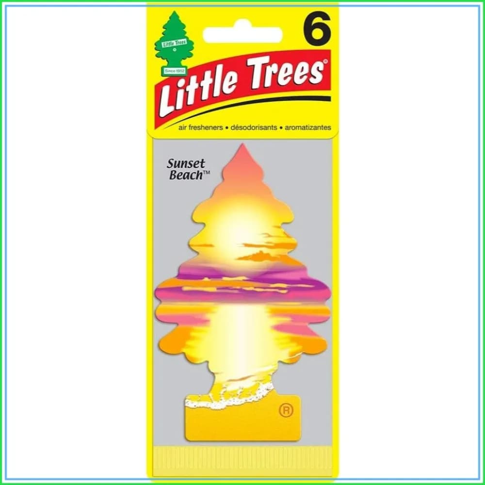 Car Air Freshener 6-Pack - Sunset Beach Scent, Long-Lasting, Hanging Tree Design