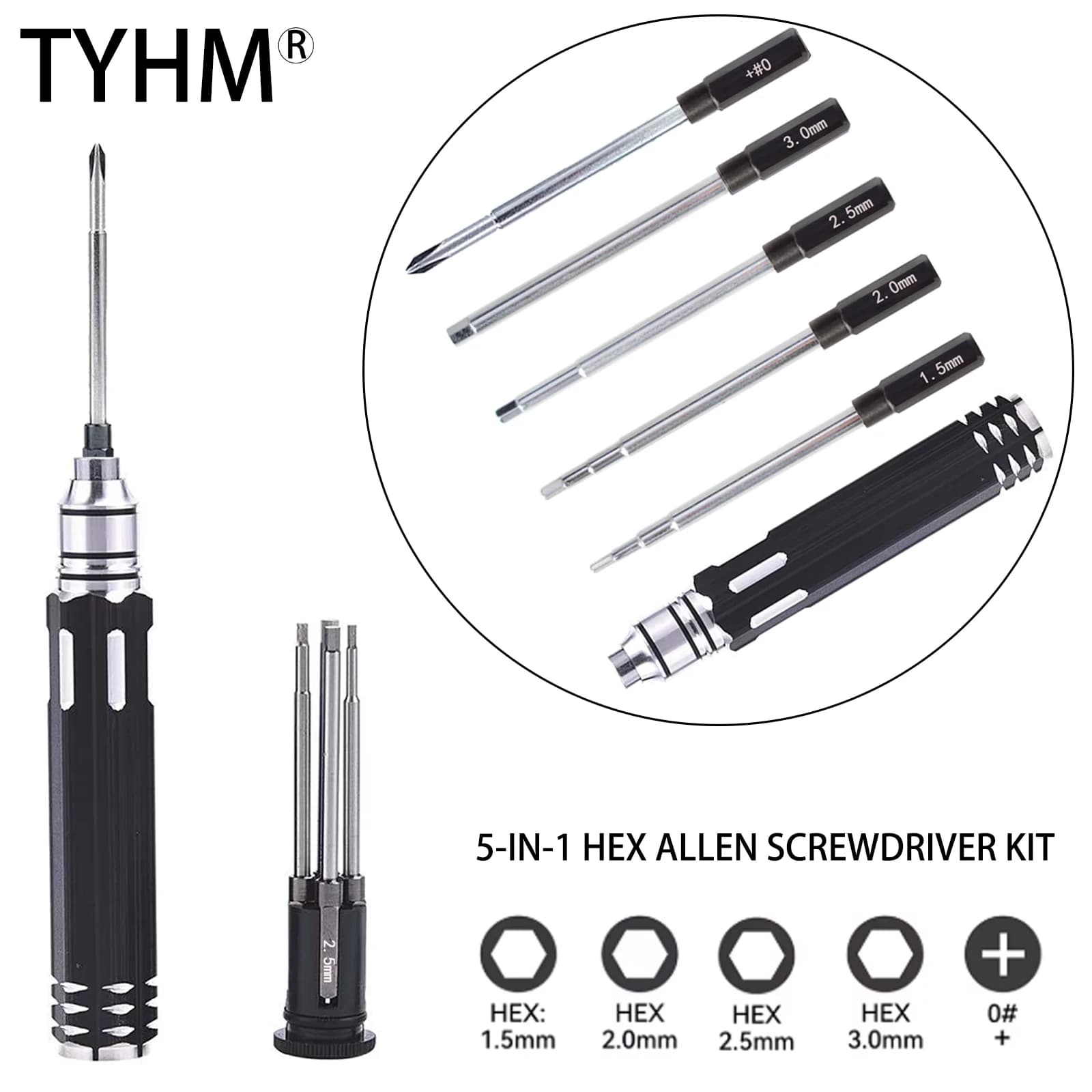TYHM 5-in-1 Set di strumenti di riparazione cacciavite esagonale Set per RC Elicottero Aereo Drone Aerei RC Auto Barche RC Modello RC