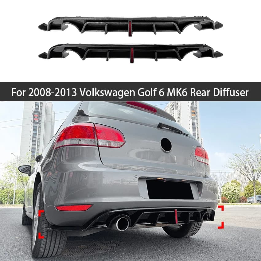 For 2008 09 10 11 12 2013 VW Volkswagen Golf MK6 TSI TDI GTI GTD Car Rear Bumper Lower Diffuser Lip Spoiler Splitter Body Kit