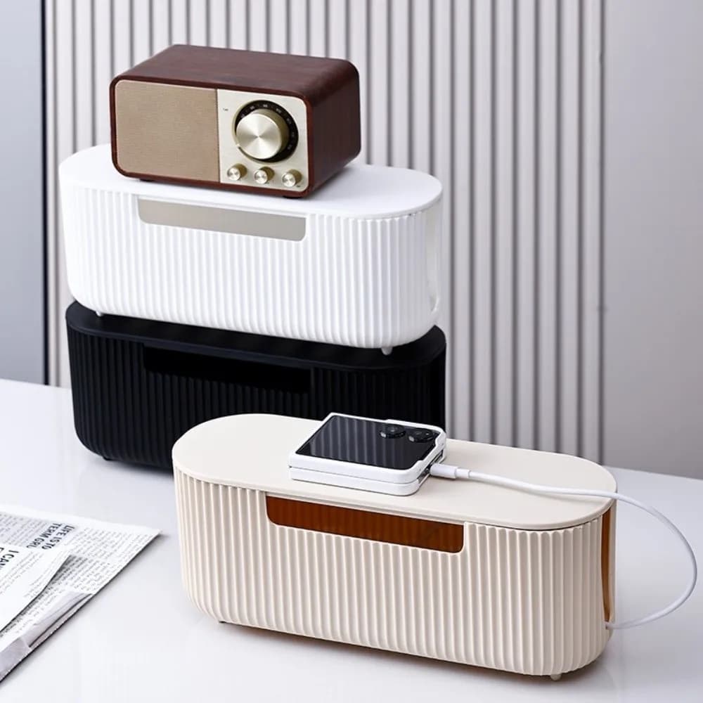 Quality Desktop Cable Storage Box Dustproof Multi-Functional Power Strip Storage Box with Lid Wire Case Household