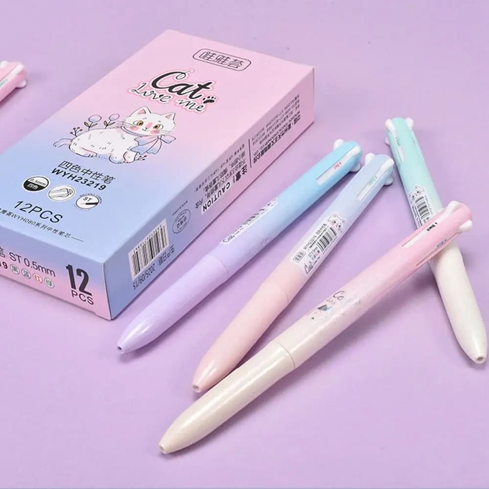 Set di 12 Penne Gel 4-in-1 a Scrittura Fluida, Punta 0.5mm ST, Inchiostro Rosso/Nero/Blu/Verde, Penna Neutra a Rapida Asciugatura per Studenti