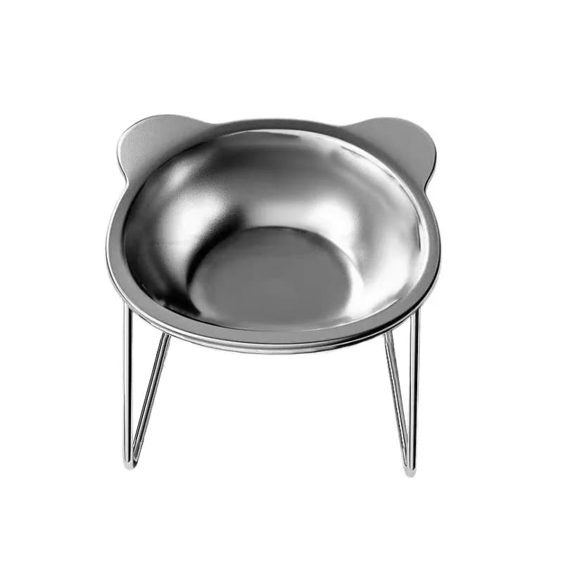 Stainless steel pet bowl tilted cervical spondylose for double-use manger for cats and dogs