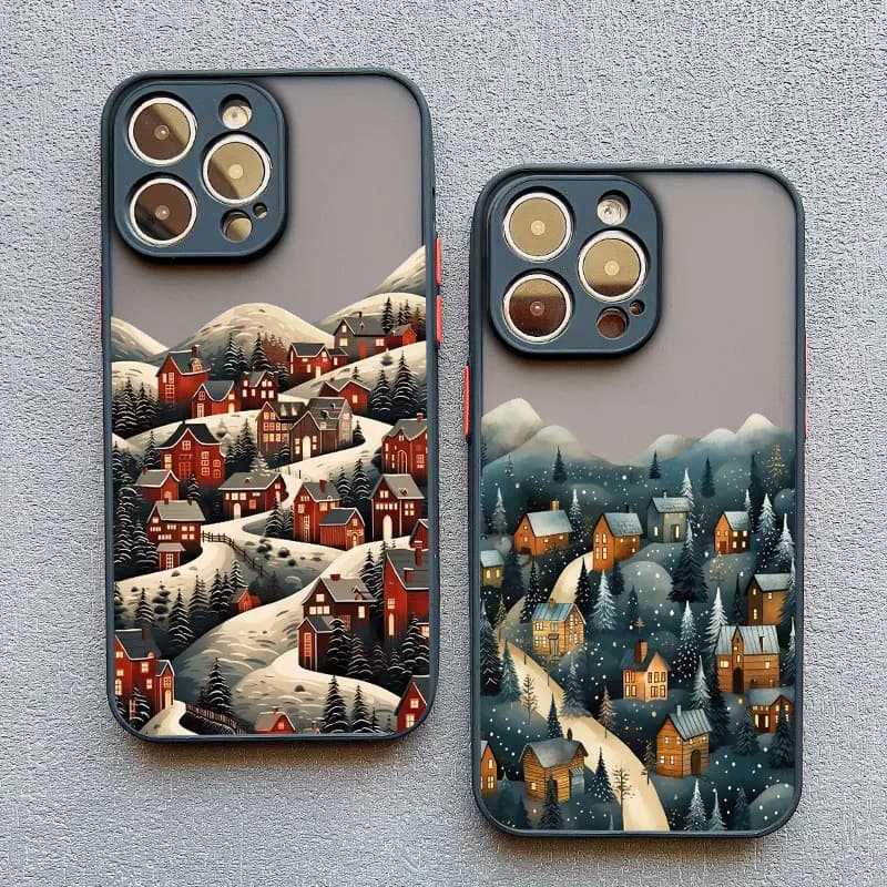 Custodia per telefono Winter Ski Village per Iphone 17 16 15 Pro Max 14 13 12 11 Pro Max Mini 15 14 16 Plus XR XS X Cover posteriore per telefono Funda