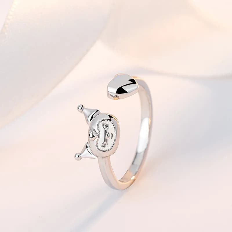 Sanrio Kawaii Kuromi Heart Open Finger Ring Simple Anime My Melody Bowtie Adjustable Index Ring Valentine Birthday Jewelry Gift
