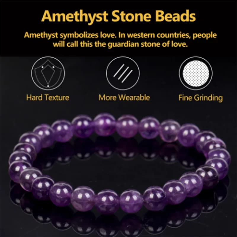 Bracciale con ametista realizzato con vere perline di cristallo naturale Braccialetti con pietre naturali di ametista genia purificante per il corpo per donna Pulsera