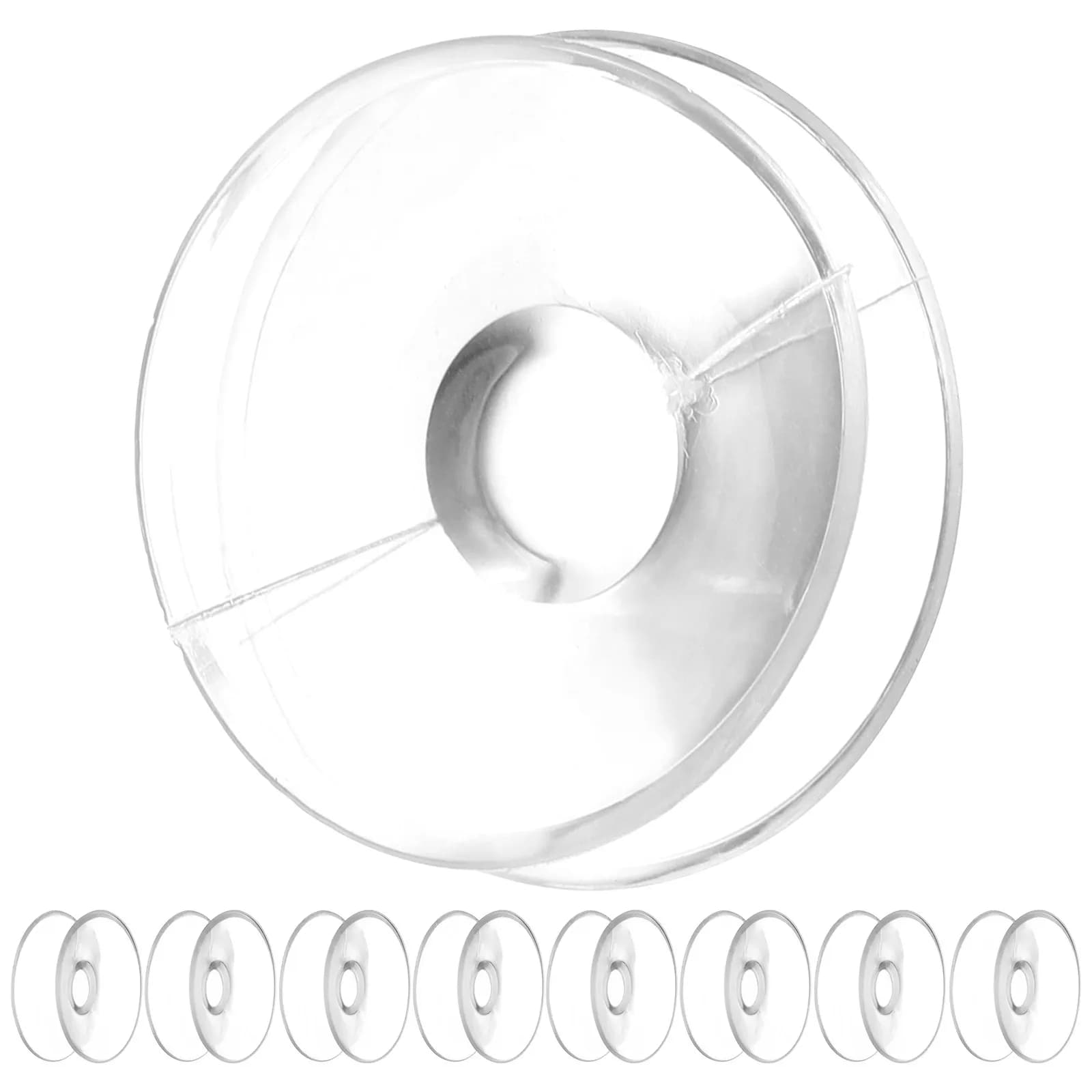 10 Pezzi Ventose a Doppia Faccia Trasparenti da 30mm per Casa, Bagno, Vetro, Ganci in Plastica, Ventose da 30mm