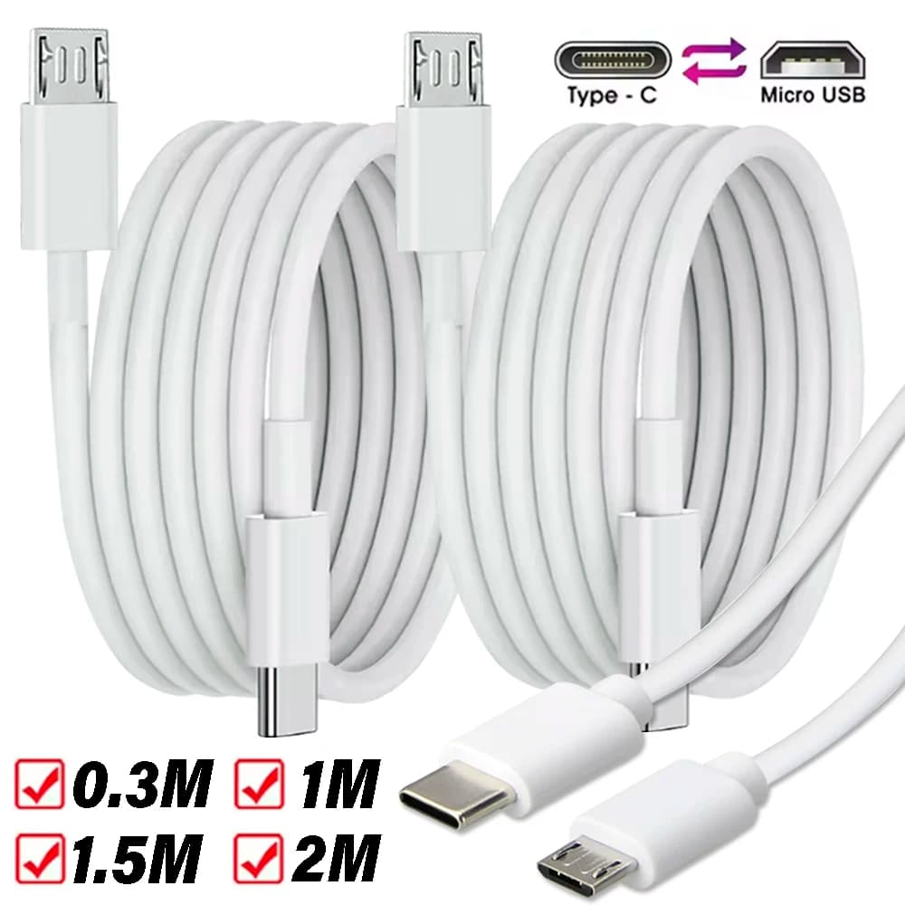 USB TypeC To Micro Fast Charging Data Cable 5V/2.4A Transfer OTG Adapter Cable 0.3m/1m/1.5m/2m for Samsung Xiaomi Huawei Macbook