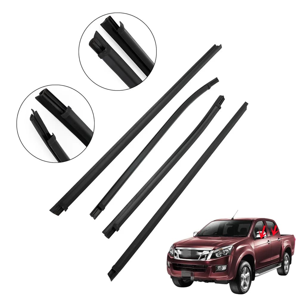 Set di 4 Guarnizioni per Finestrini per Isuzu Dmax Pickup 2012-2018, Modanatura Finestrino Auto 8-98340808-0 8-98052197-2