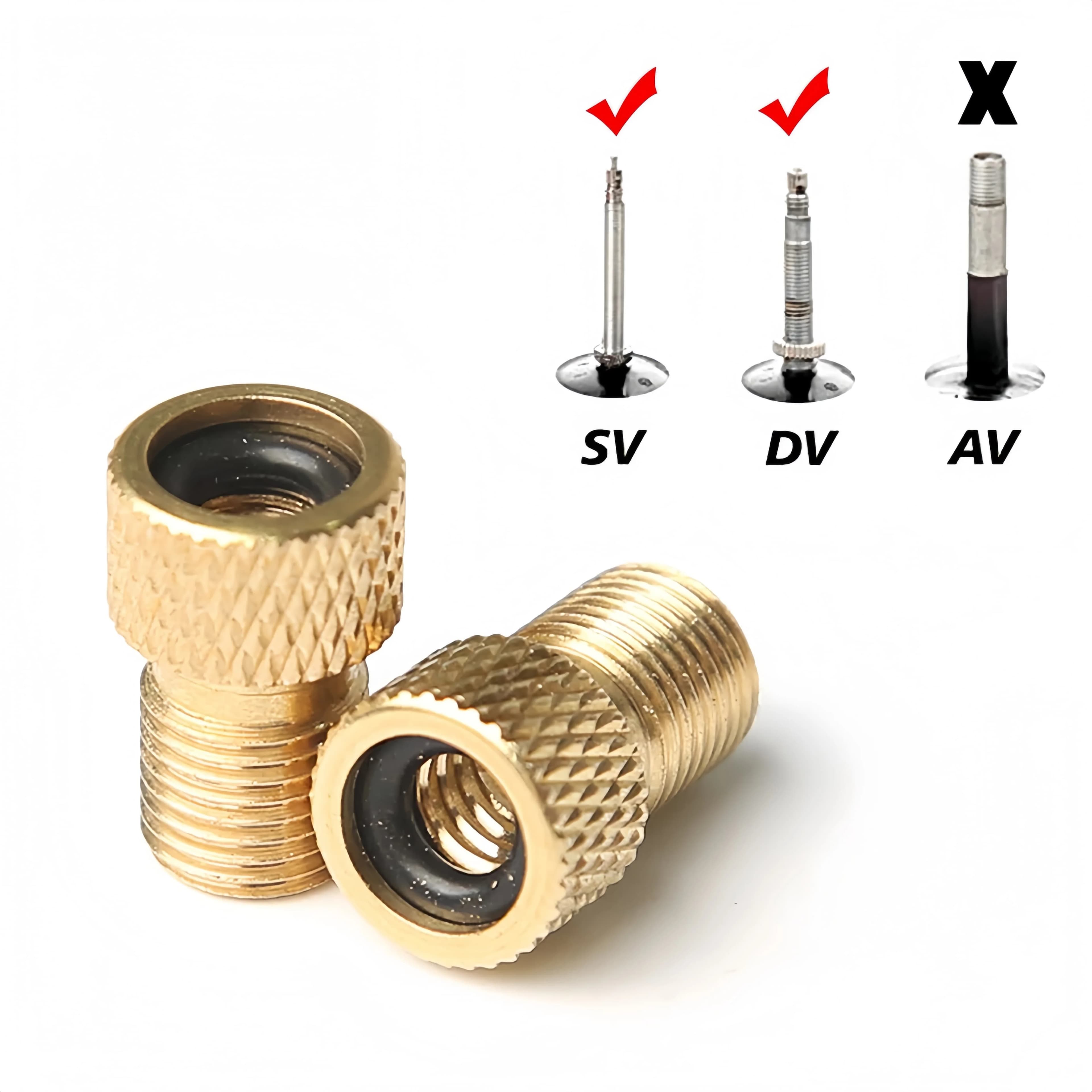 Adattatore Presta a Schrader per bicicletta – Convertitore valvola pneumatico in rame dorato per pompa bici, connettore da F/V a A/V