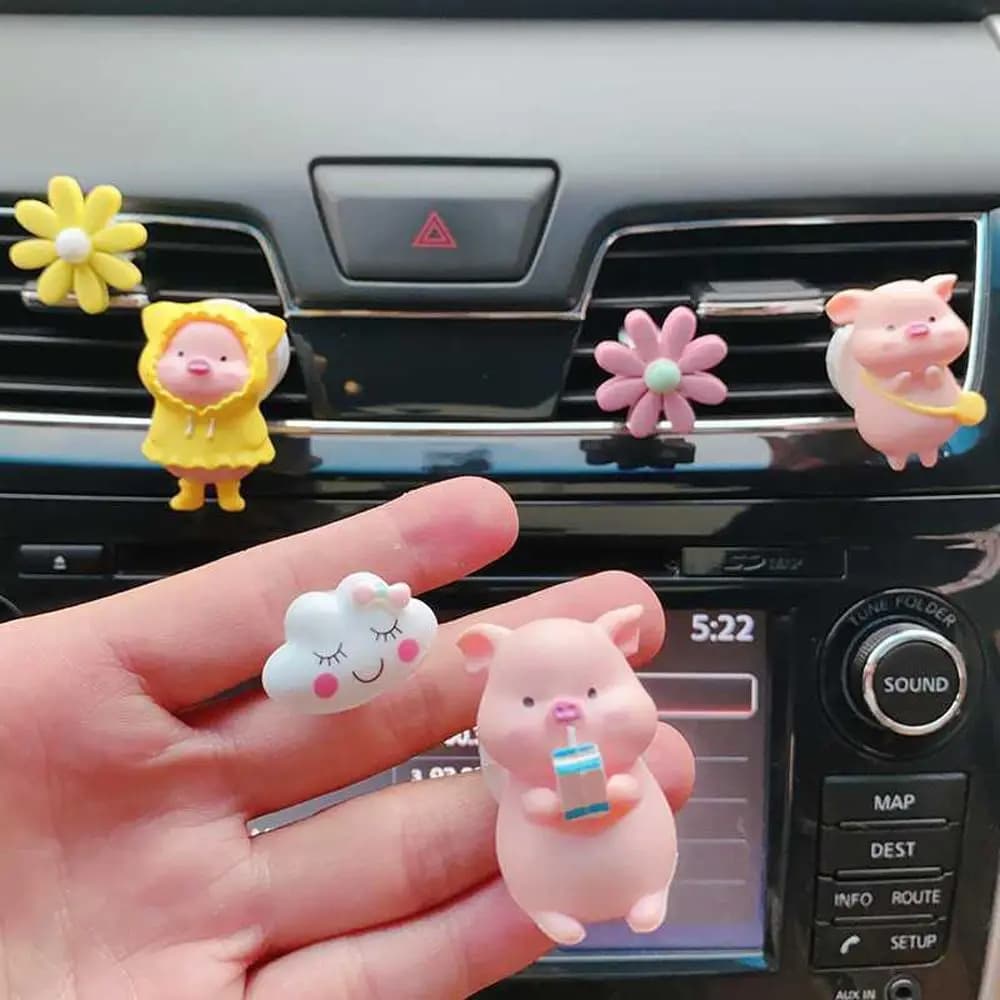 Air Deodorant for Car Cute Pork Exit Flavoring Diffuser Car Decoration Car Deodorant Clip Air Exit Clip for Aromatherapy