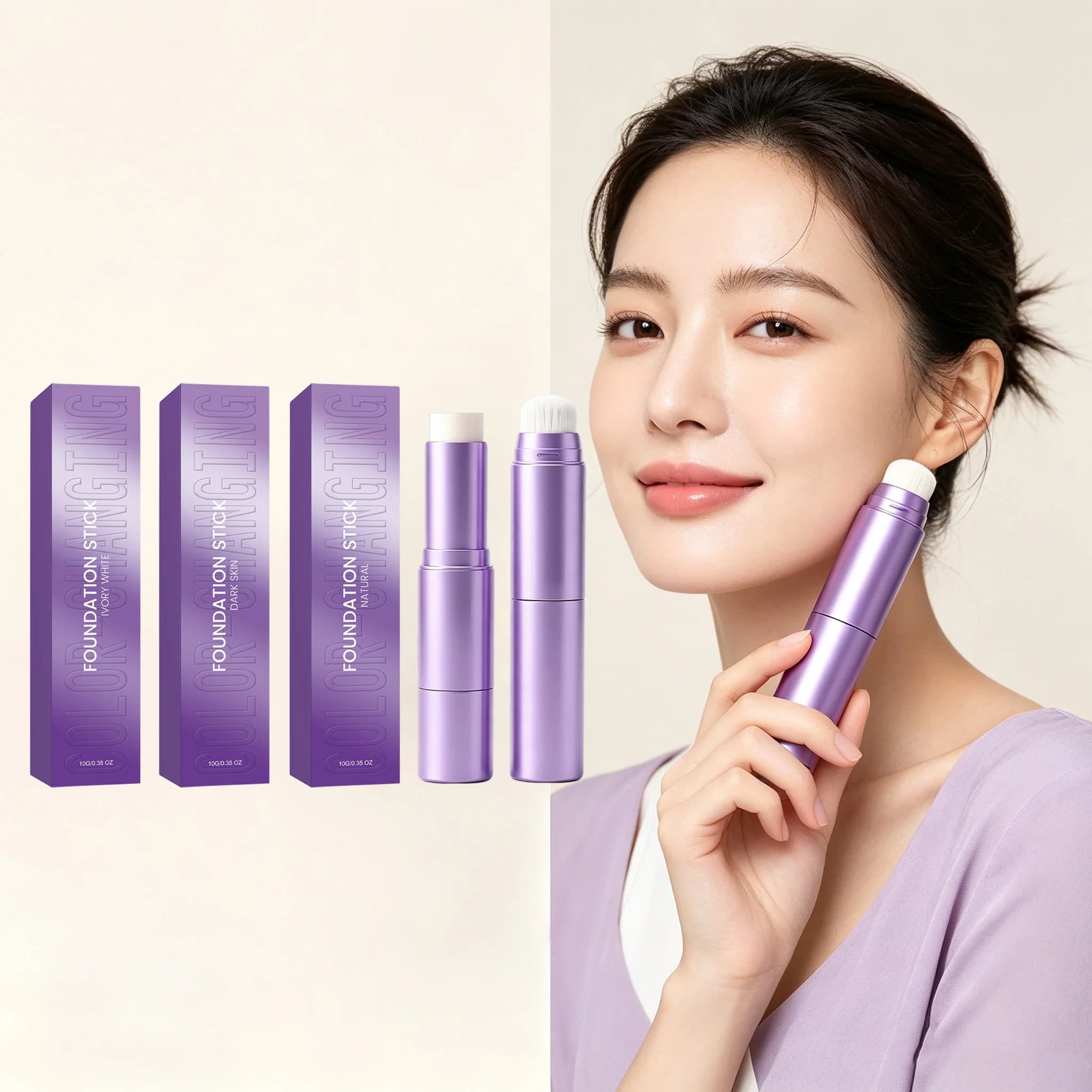 Color Changing Foundation Stick Improve Uneven Skin Color Modifying Blemishes Brighten Freshing Non Greasy Long Lasting Makeup