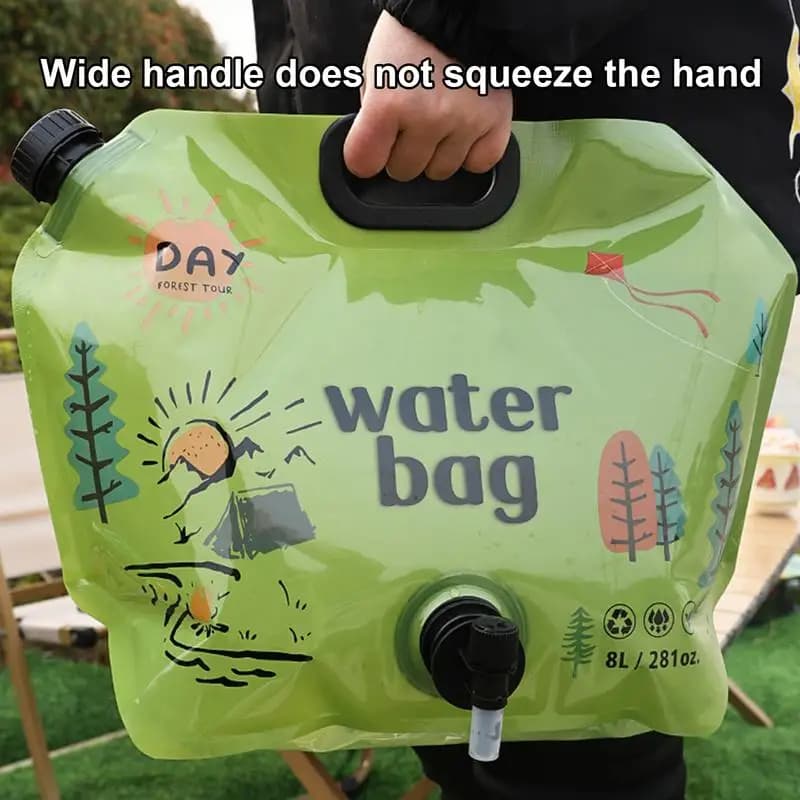 Outdoor Portable Water Bag Reusable Camping Picnic Hiking Water Bag With Faucet Foldable Large Camping Water Container 8L