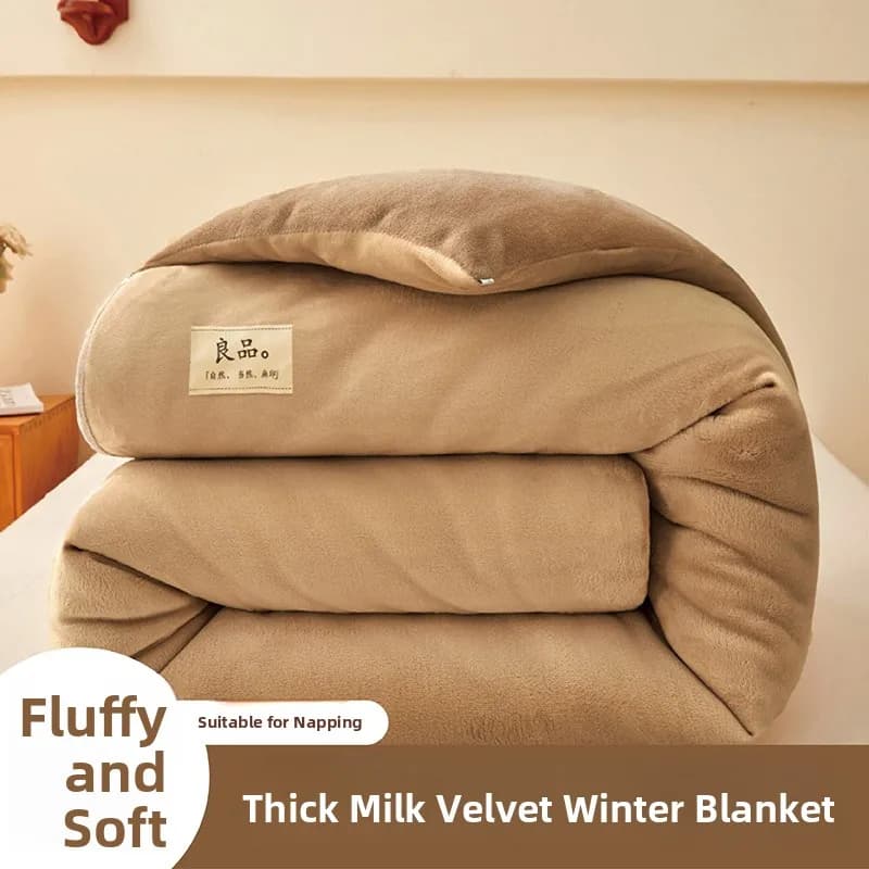 Coperta in Velluto di Latte a Doppio Lato, Trapunta Invernale 50x200x230cm, Singola/Doppia, 8 Strati, per Mantenere il Calore