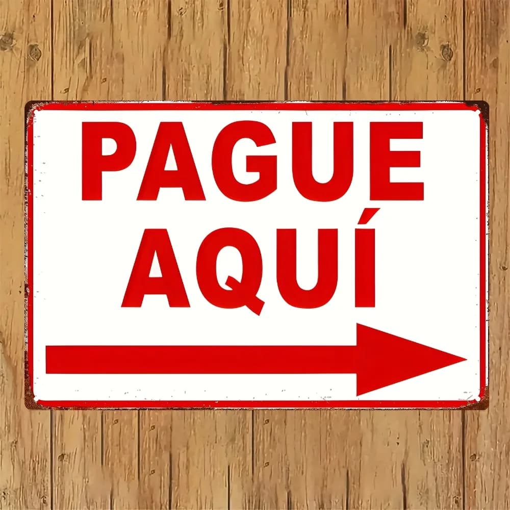 Cartello di Pagamento 2D Piatto, Insegna in Metallo Impermeabile per Negozi, Parcheggi, Ristoranti, Cartello Informativo Durevole e Accattivante 8x12 I