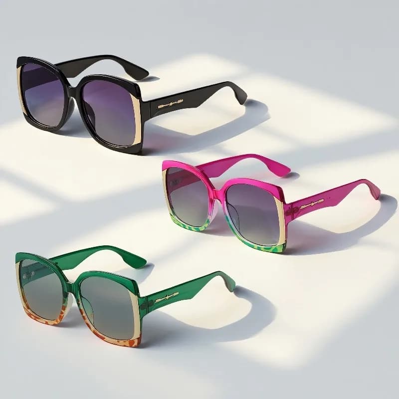 Set di 3 Occhiali da Sole Oversize Quadrati per Donne, Lenti Sfumate con Protezione UV400, Montatura Grande alla Moda per Spiaggia e Viaggi, Best Seller!