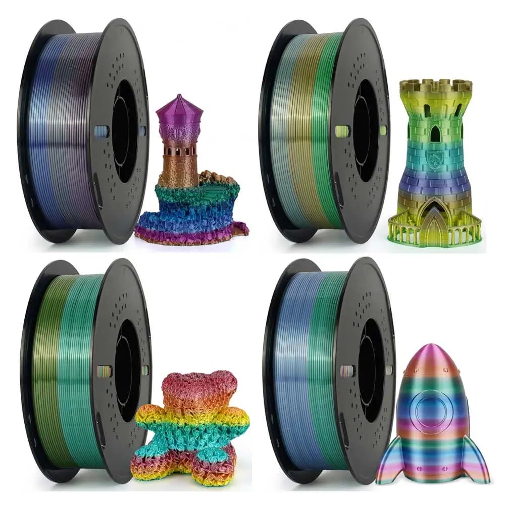 4 kg/lot Silk PLA Filament Rainbow Pla 1.75mm 3D Printing Material for 3D Printers 3D Pens 1KG 100% without bubble