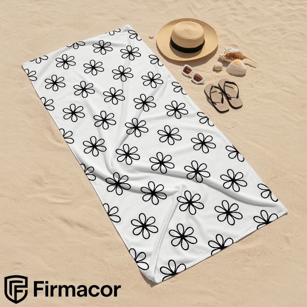 Outline Flower Cartoon Anime Beach Towel Microfiber Quick Dry Super Absorbent Soft Bath Towel for Kids Adults Travel