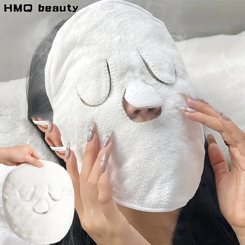 Asciugamano per impacchi caldi Maschera per la cura della pelle Doppio spessore Cotone Impacco umido Asciugamano per il viso al vapore Apri i pori della pelle Forniture per saloni di bellezza