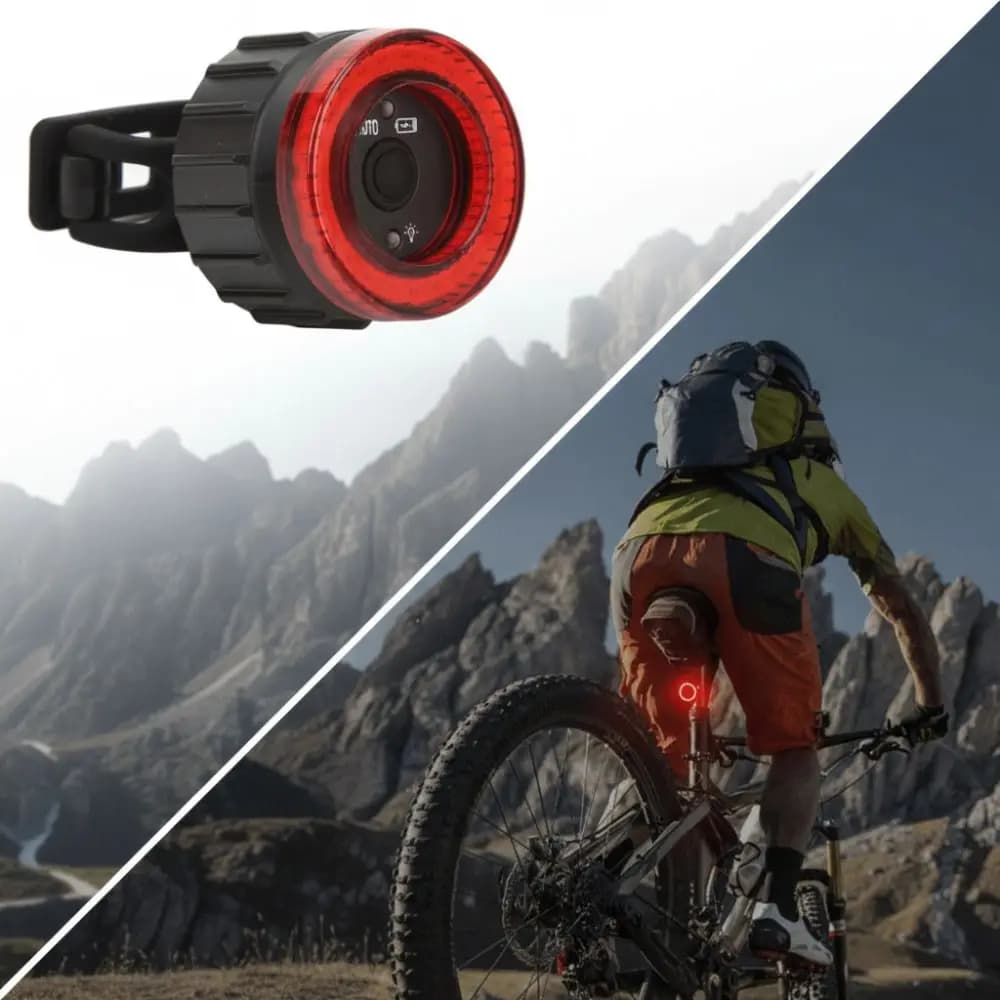Intelligent Rechargeable Rechargeable IPX5 Bicycle Light, 420mAh Rechargeable, with LED Brake Sensor