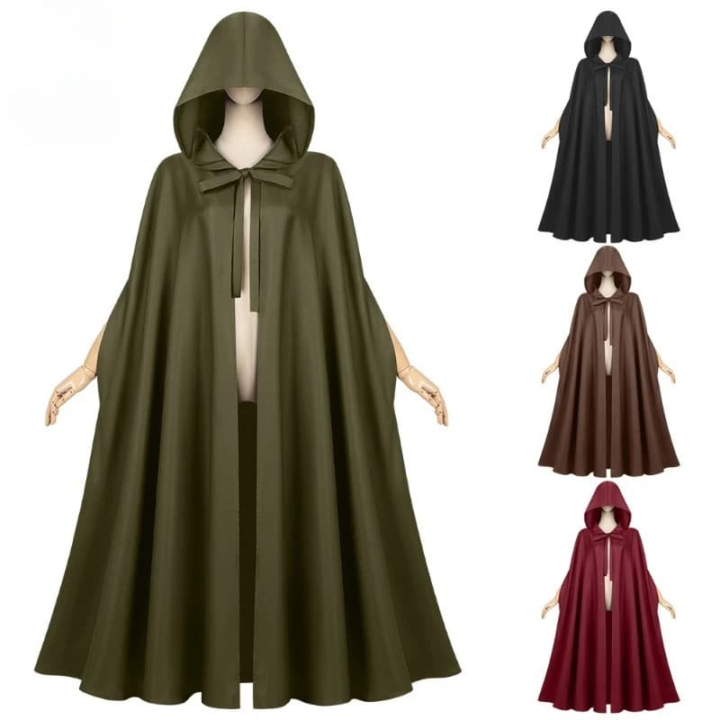 Anime Halloween Horror Personaggi Costumi Cosplay Adulto Unisex Mantello con cappuccio Mantello di velluto Costume di Halloween medievale Hobbit