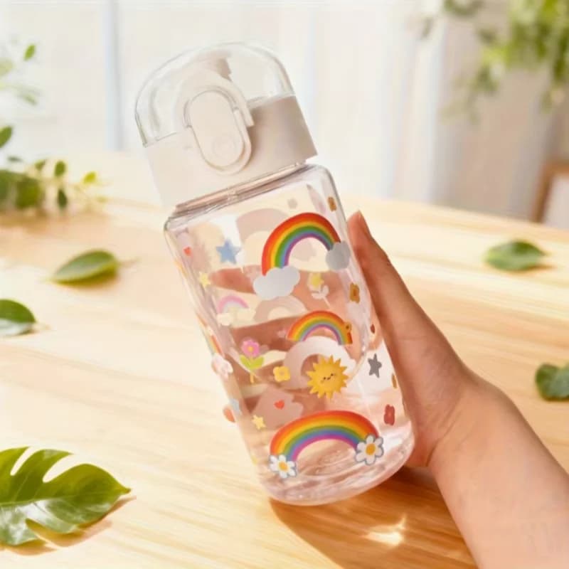 Tazza d'acqua trasparente stampata in 3D con motivi di cartoni animati: colori vivaci da 550 ml, resistente allo sbiadimento, carina ed elegante, durevole