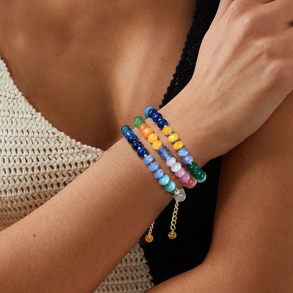 Braccialetto Estivo Estetico Dopamine, Catena di Perline in Vetro Colorate, Braccialetti da Donna, Gioielli Vibranti per Vacanze al Mare, Regalo di Compleanno