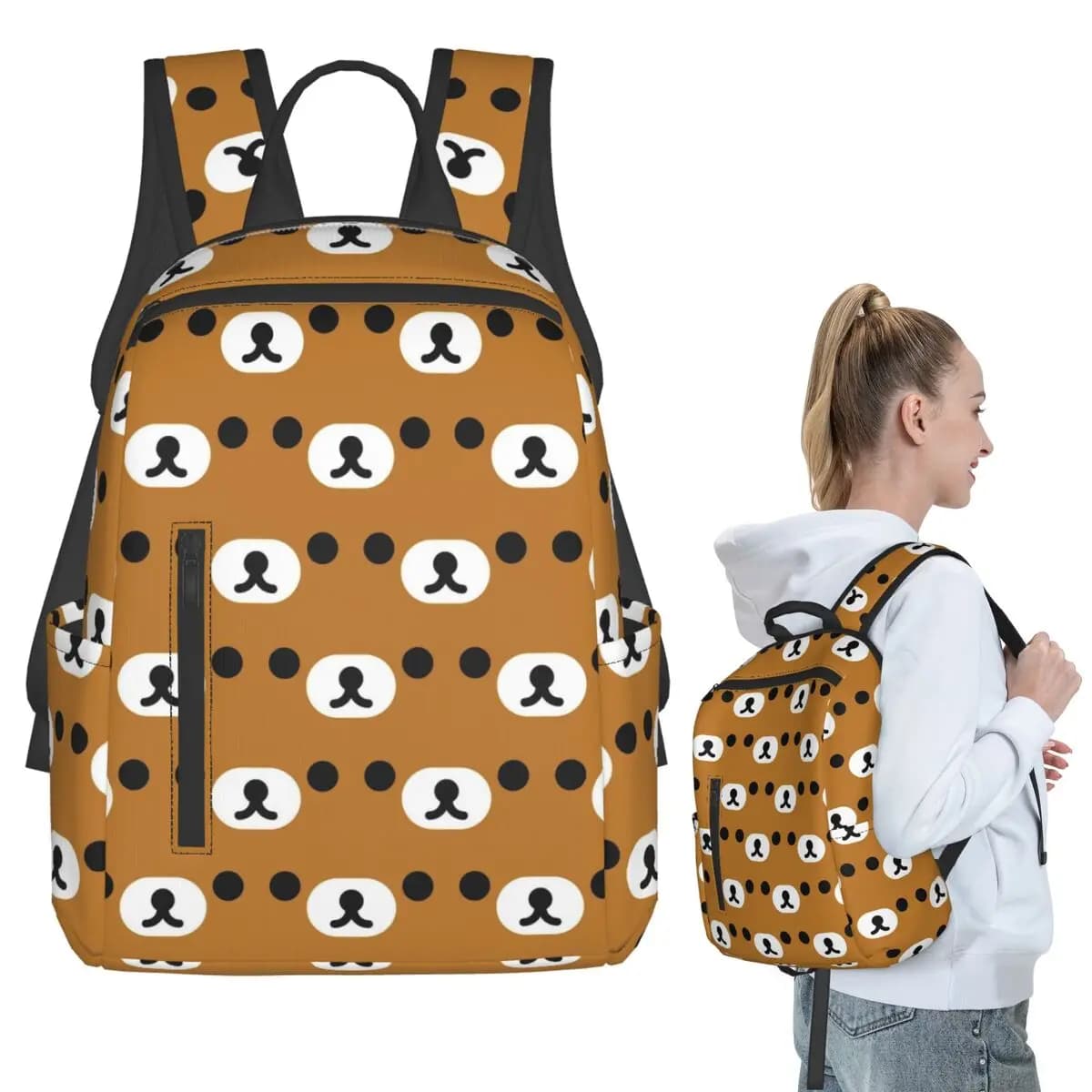 Zaino Rilakkuma Relax Bear Big Face, borsa per libri per studenti, borsa per la scuola per bambini, borse a tracolla per laptop, uomo donna