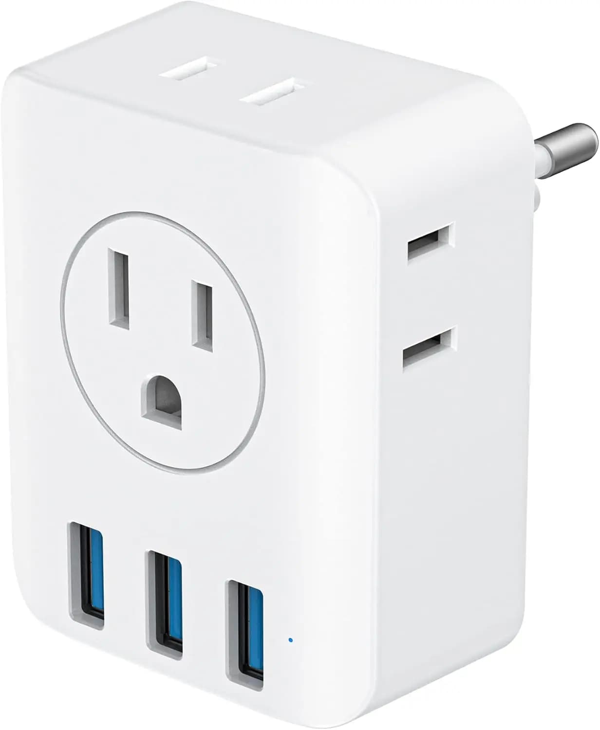 Adattatore da Viaggio con Convertitore di Tensione, 6 Porte USB per Ricarica e Prese Universali