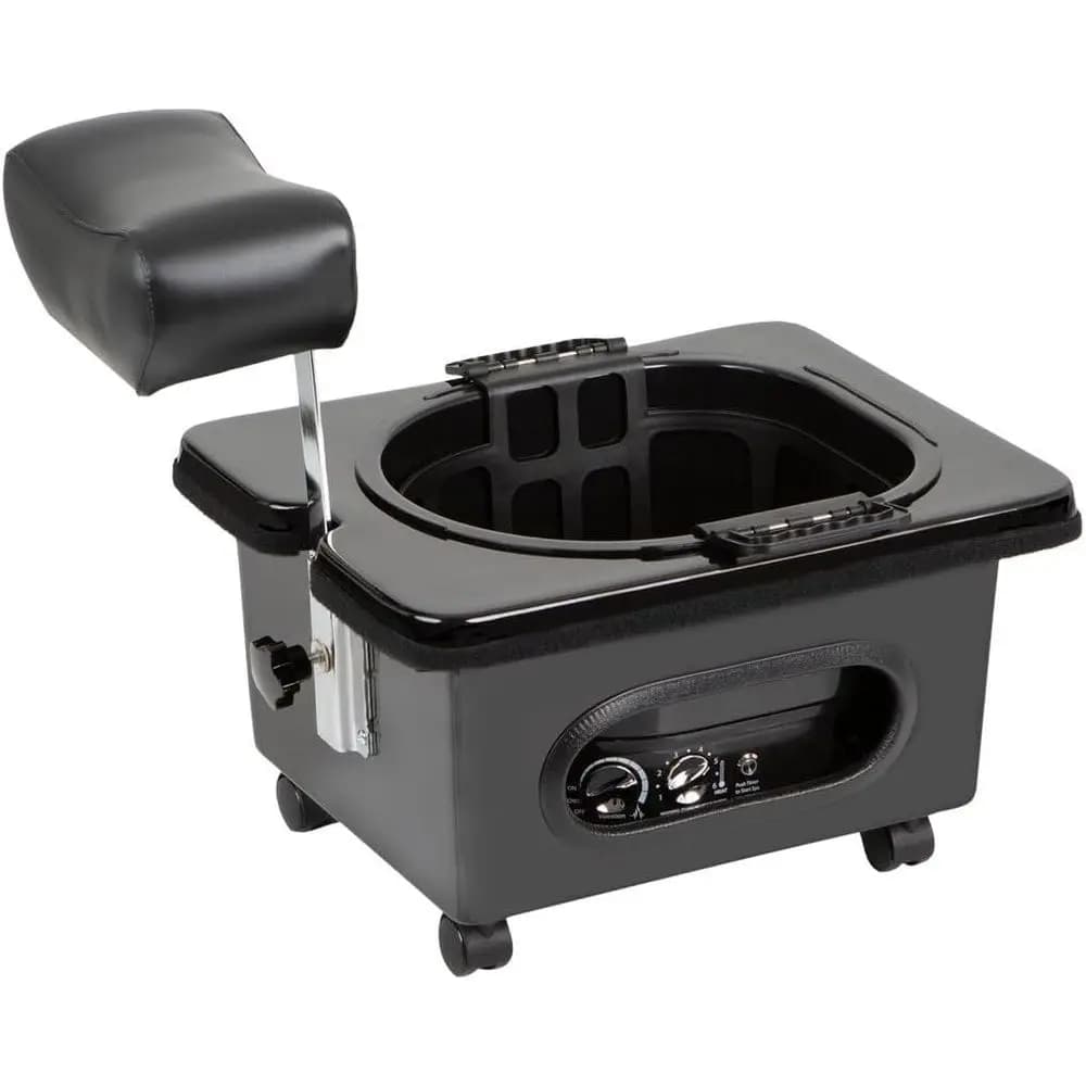 Vasca Portatile per Pedicure con Base in Fibra di Vetro, Ruote Bloccabili, Poggiapiedi Regolabile, Funzionamento Silenzioso, Vasca con Rivestimento Monouso