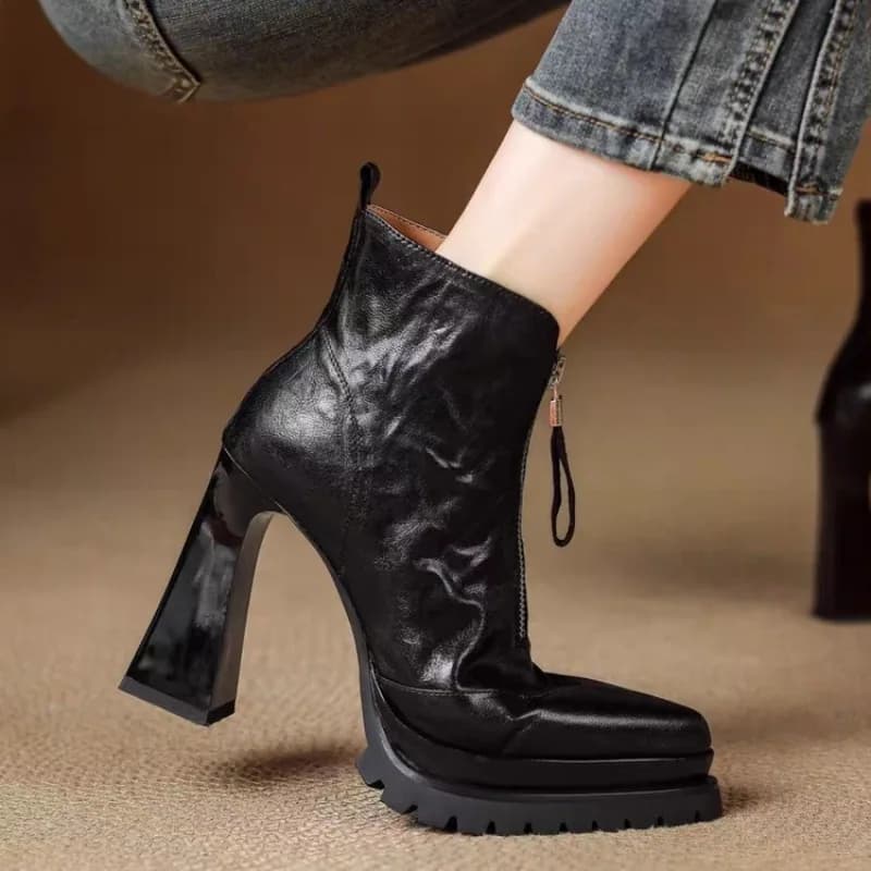 Stivali singoli con plateau e tacco alto versatili da donna con punta a punta e tacco alto 2025 Nuovi stivaletti
