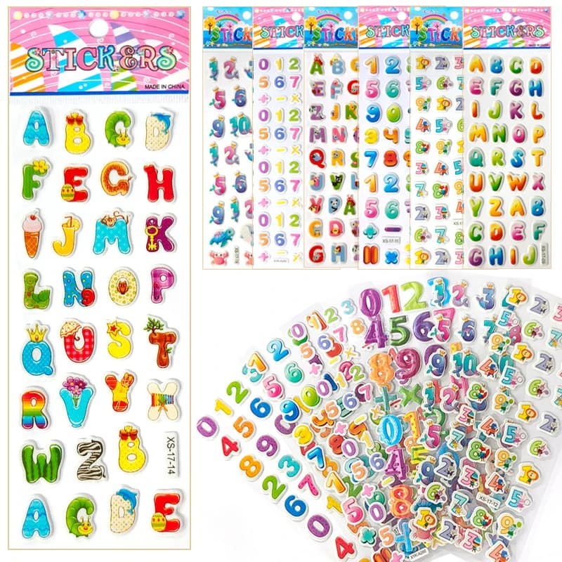 6/12 fogli lettere numero adesivi gonfi 3D alfabeto inglese compleanno festival regalo per adulto ragazzo ragazza scrapbook decorazione ZYF