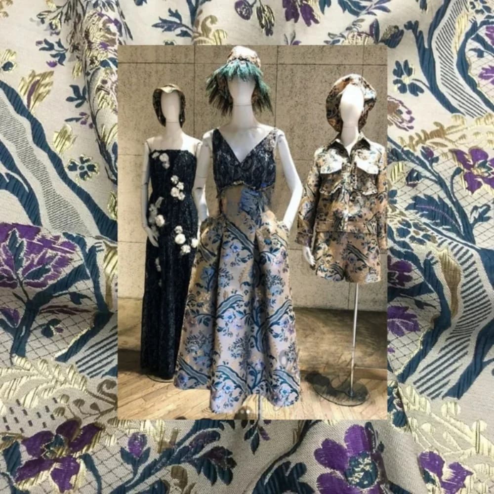 Jacquard Fabric Gold Thread Stiff Autumn Winter High-end Dress Trench Coat European Brand Fashion Sew Cloth by the Meter