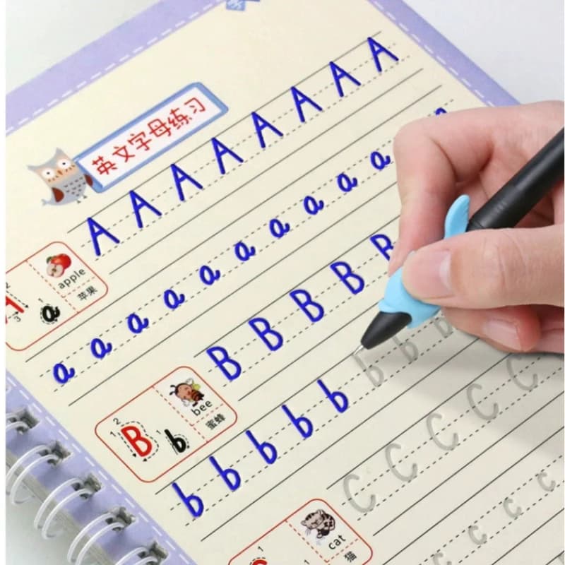 8 Books/set Kindergarten Calligraphy Practice Posts for Young Children Hard Pen Groove Copybook Magic Book Pen Control Training
