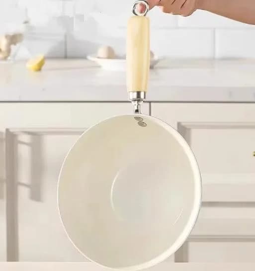 Aluminum Alloy Frying Pan With Easy-release Coating For Induction Cooktop Gas Stove Deepened Shape Ergonomic Handle White