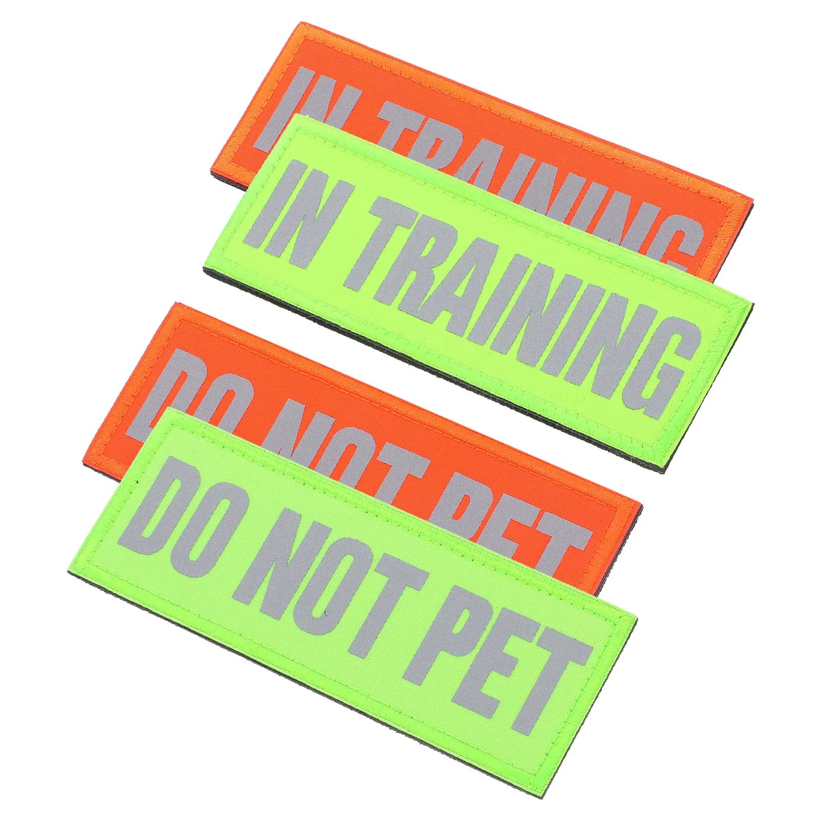 4 Pezzi Patch Riflettenti Rimovibili per Pettorina Cane, Targhette in Nylon per Gilet per Animali Domestici, Accessori di Sicurezza per Addestramento e Identificazione Notturna