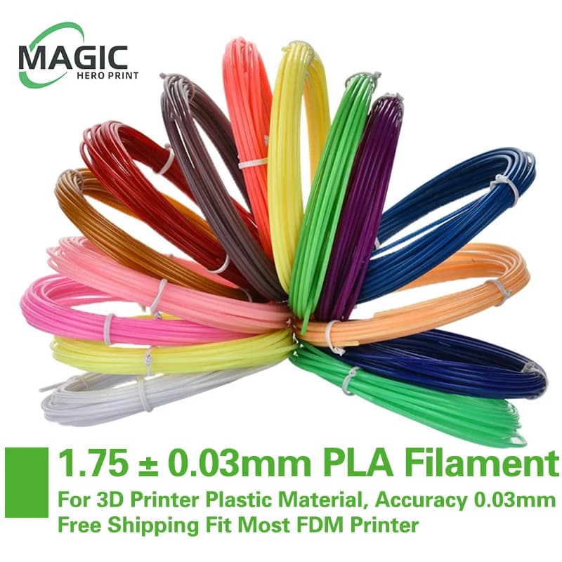 PLA Filament for 3D Printer, 10 Colors, Plastic Material, 0.03mm Accuracy, Odor Refill and Safe Compatible with Most FDM Printers
